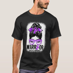 T-shirt Messy Bun Leopard Purple Ribbon Epilepsie Guerrier