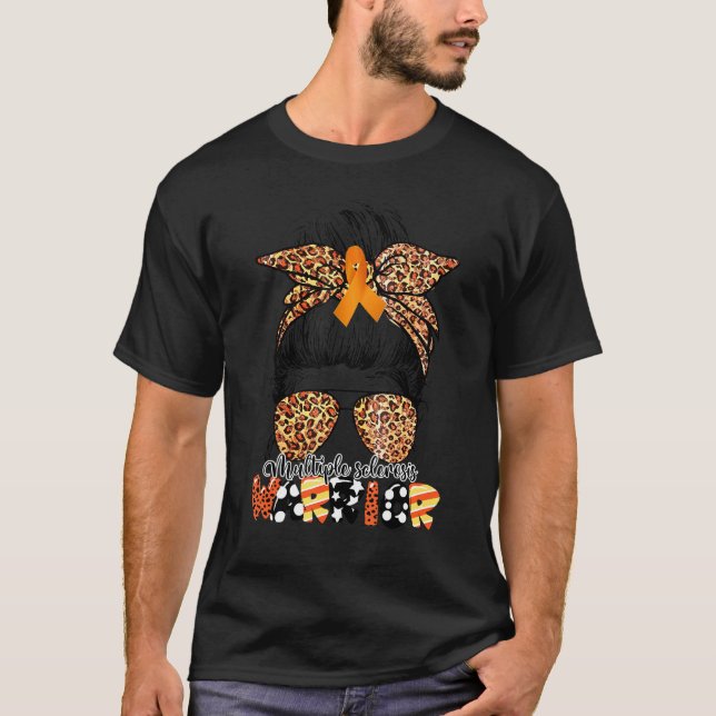 T-shirt Messy Bun Leopard Sclérose en plaques (Devant)