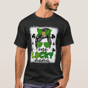 T-shirt Messy Bun Leopard St Patrick's Day One Lucky Mama