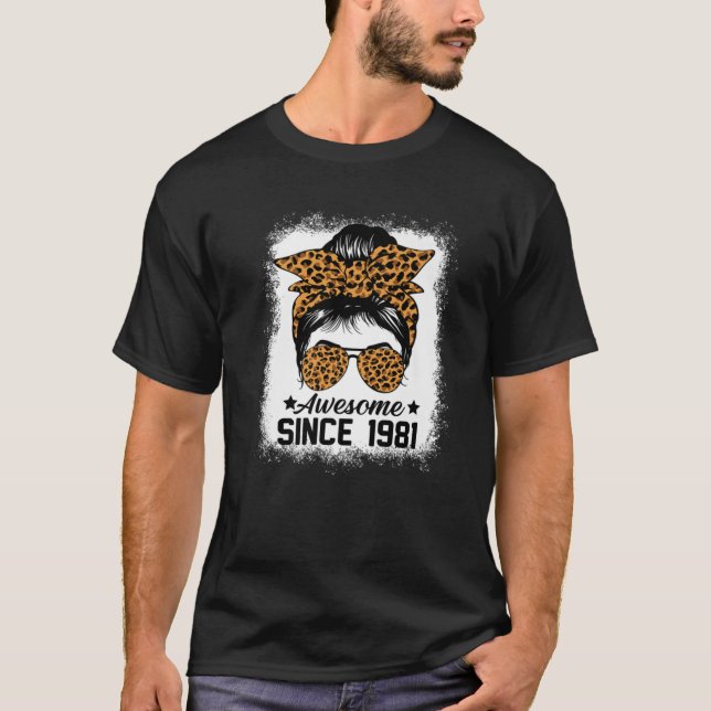 T-shirt Messy Bun Leoprad Awesome Depuis 1981 41 Ans (Devant)