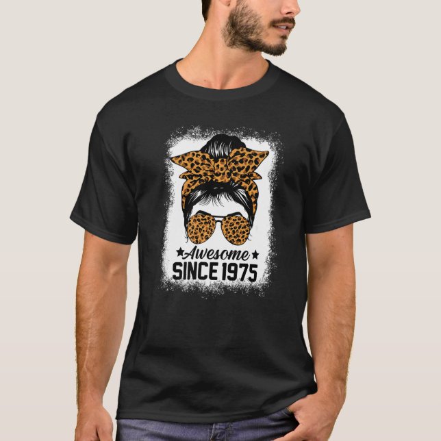 T-shirt Messy Bun Leoprad Awesome Since (Devant)