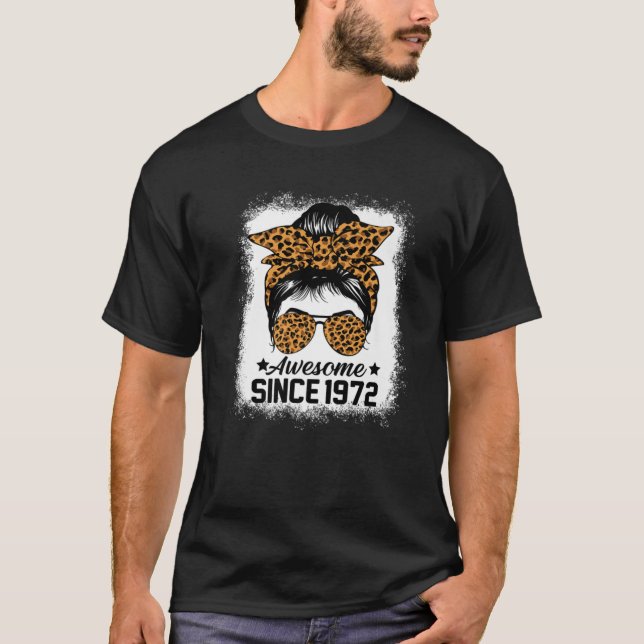 T-shirt Messy Bun Leoprad Magnifique Depuis 1972 50 Ans (Devant)
