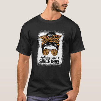T-shirt Messy Bun Leoprad Magnifique Depuis 1985 37 Ans