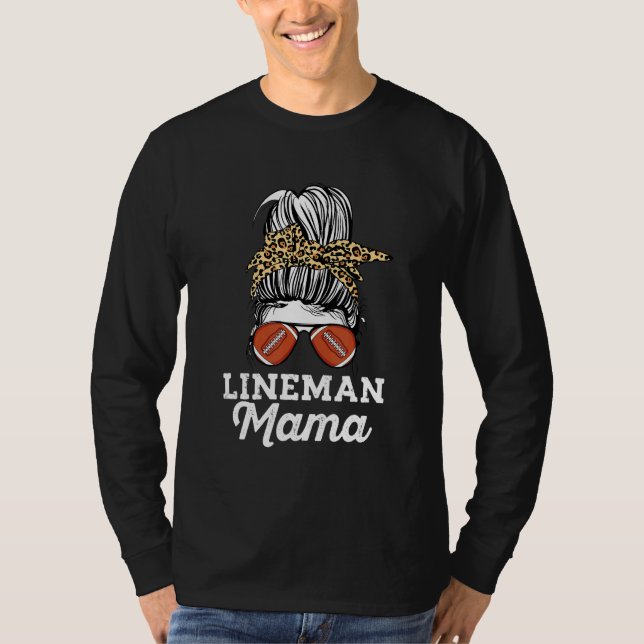 T-shirt Messy Bun Lineman Maman Leopard Motif Offensive Li (Devant)