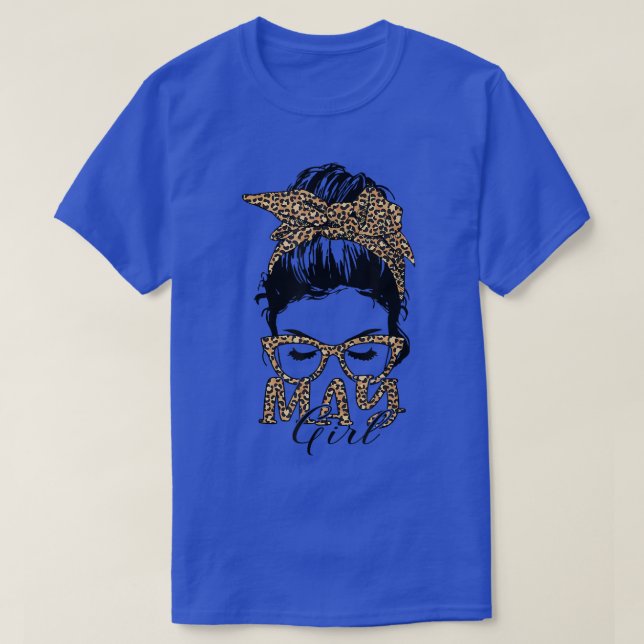 T-shirt Messy Bun May Girl Lunettes de soleil Leopard Lady (Design devant)