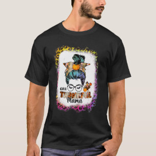 T-shirt Messy Bun One Thankful Mama Automne Thanksgivi