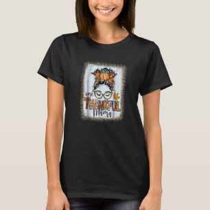 T-shirt Messy Bun One Thankful Mama Automne Thanksgivi