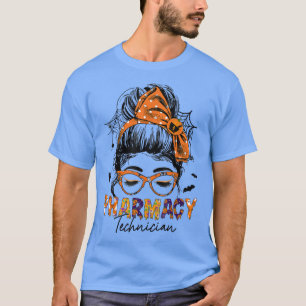 T-shirt Messy Bun Pharmist Halloween Pharmacie Tech Santé