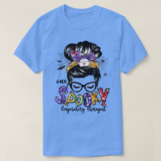 T-shirt Messy Bun, thérapeute respiratoire Joyeux Hallowee (Design devant)