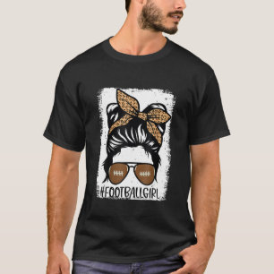 T-shirt Messy Bun With Leopard American Football Girl