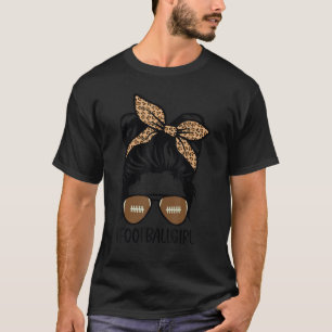 T-shirt Messy Bun With Leopard American Football Girl