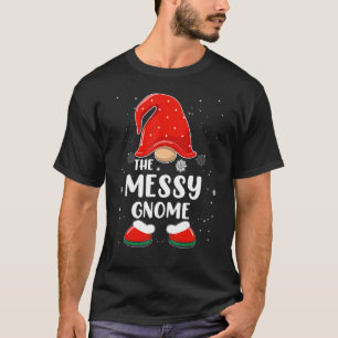 T-shirt Messy Gnome Buffalo Plaid Matching Family Christma