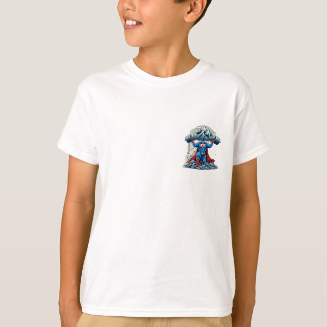 T-shirt mesure de la force" ou "Left Heavy, Dream Big." (Devant)