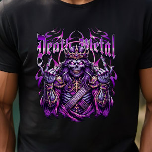 T-shirt Métal de mort Squelette violet Rocker Zombie King