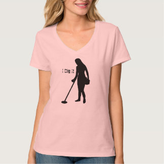 T-shirt Métal détectant - je le creuse - des dames V - cou