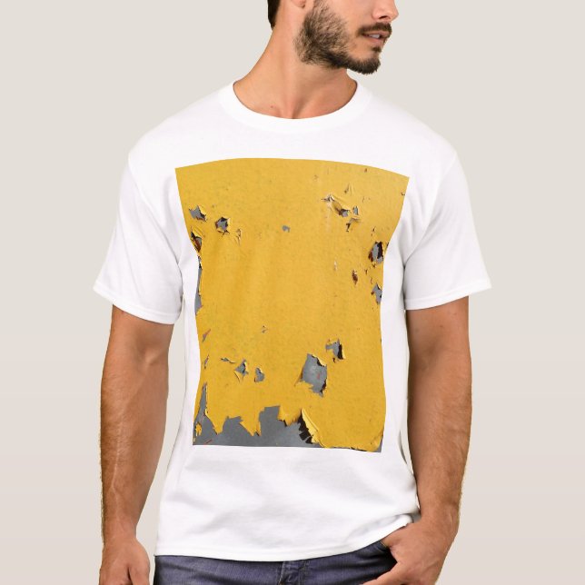 T-shirt Métal jaune fissuré : texture sale. (Devant)