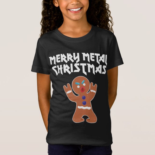 T-Shirt Métal Noël drôle Métal Gingerbread Homme (Devant)