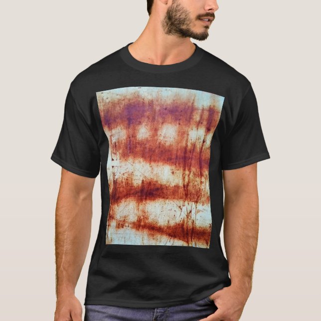 T-shirt métal rouillé, arrière - plan texturé. (Devant)