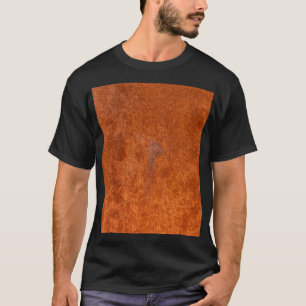 T-shirt métal rouillé patiné : texture orange-rouge.