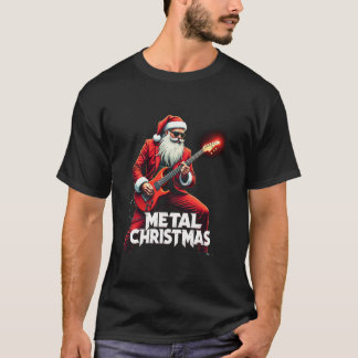 T-shirt Métal Santa Claus Noël Rock Roll Xmas Guitare