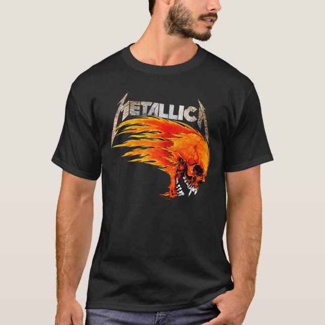 T-shirt Metallica Flaming Skull Graphic Tee 💀🔥 (Devant)