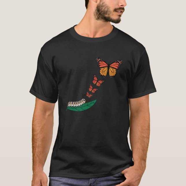 T-shirt Métamorphose de la chenille du papillon monarque m (Devant)