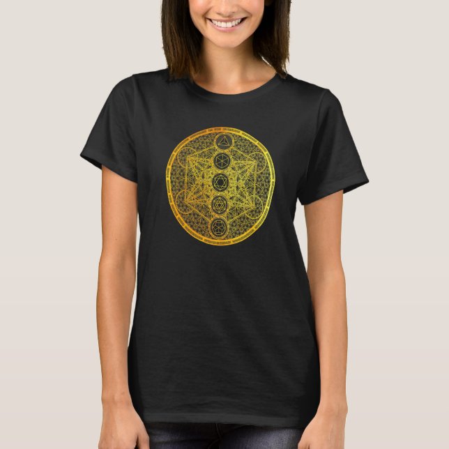 T-shirt Métatron Cube Solides Platoniques Géométrie Sacrée (Devant)