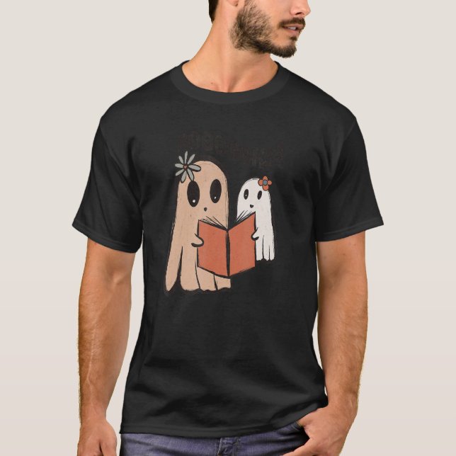 T-shirt Mete Ghost Book Lecture Halloween Professeur Top F (Devant)
