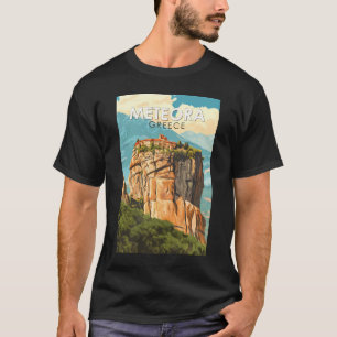 T-shirt Meteora Grèce Illustration Voyage Art Rétro