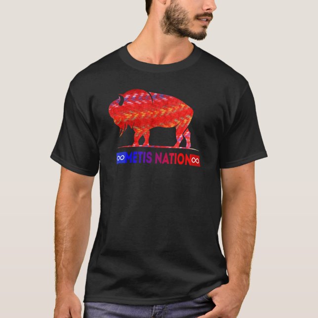 T-shirt Metis Flag Metis Nation Buffalo Metis Sash  Tee (Devant)