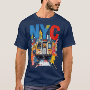 T-shirt Métro de New York NYC Subwayrain style aquarelle