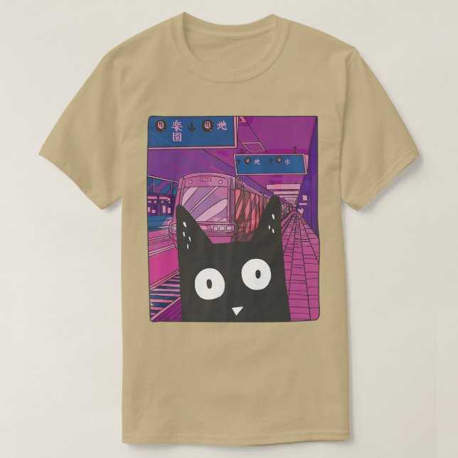 T-shirt Métro urbain Kawaii Chat japonais Ville esthétique (Design devant)