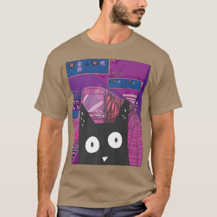 T-shirt Métro urbain Kawaii Chat japonais Ville esthétique