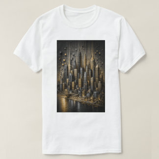 T-shirt Métropole dorée | Skyline en micro mosaïque 3D