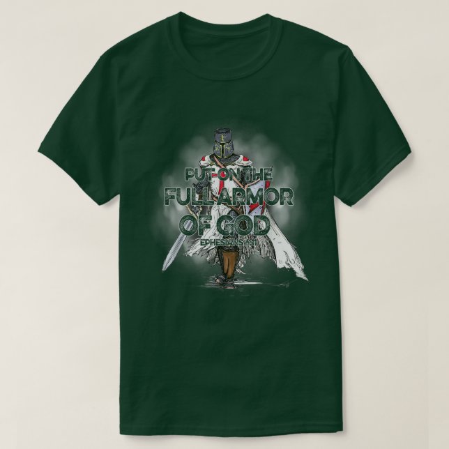 T-shirt Mets L'Armure Complète De Dieu Croix Bible Verse (Design devant)