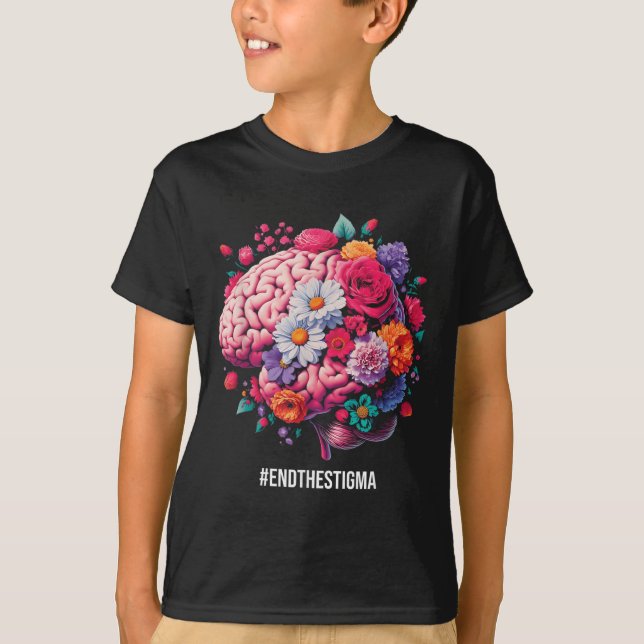 T-shirt Mettre fin à la stigmatisation - Floral Cerveau Me (Devant)