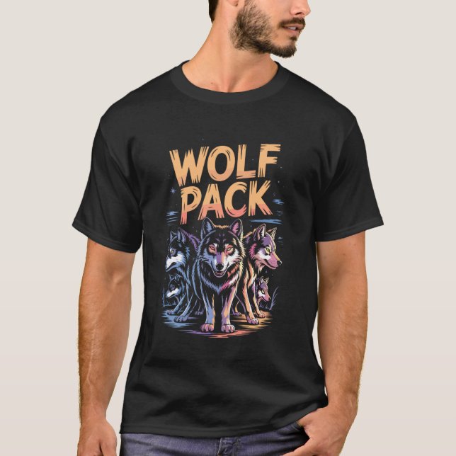 T-shirt Meute de Loup Gras Hurlement Patte (Devant)