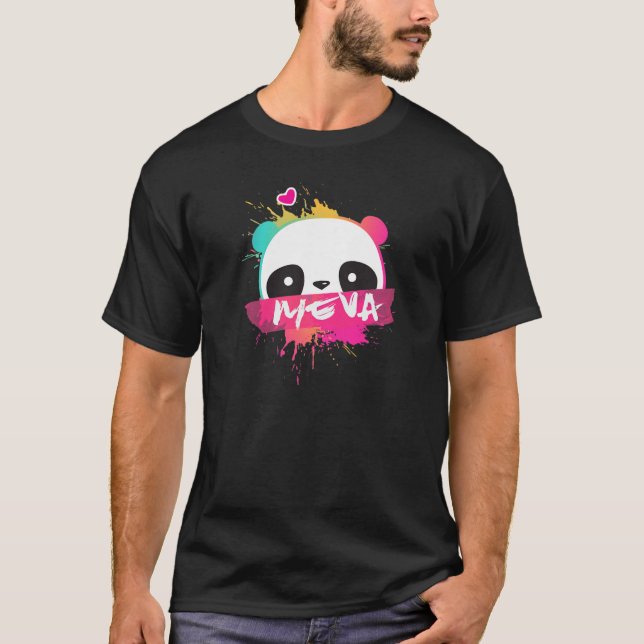 T-shirt MEVA - Beau Nom De Fille Avec Panda Adorable (Devant)