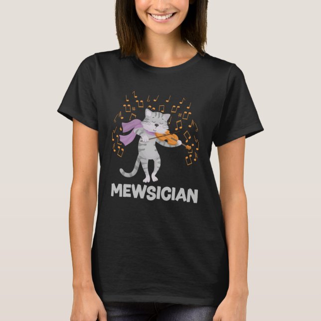 T-shirt Mewsician Cat Kitten Playing Violin for Cat  Violi (Devant)