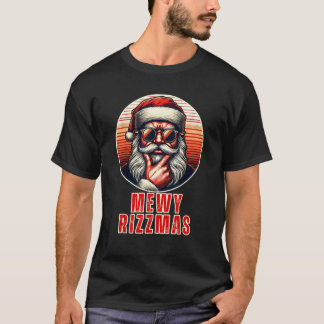 T-shirt Mewy Rizzmas Drôle Père Noël Mewing Joke Rizz Mens