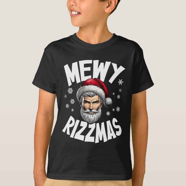 T-shirt Mewy Rizzmas Enfants Ados Funny Joyeux Noël Sant (Devant)