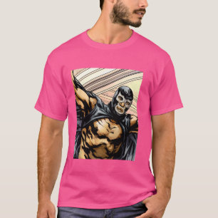 T-shirt Mex-Art Démon Bleu Lucha Libre Lutteur Mexicain Le