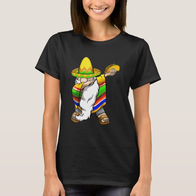 T-shirt Mexicain Dabbing Gnome Cinco De Mayo Poncho Sombre (Devant)