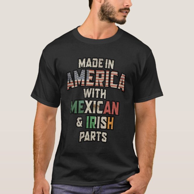 T-shirt Mexicain Et Irlandais Fabriqués En Amérique Mélang (Devant)