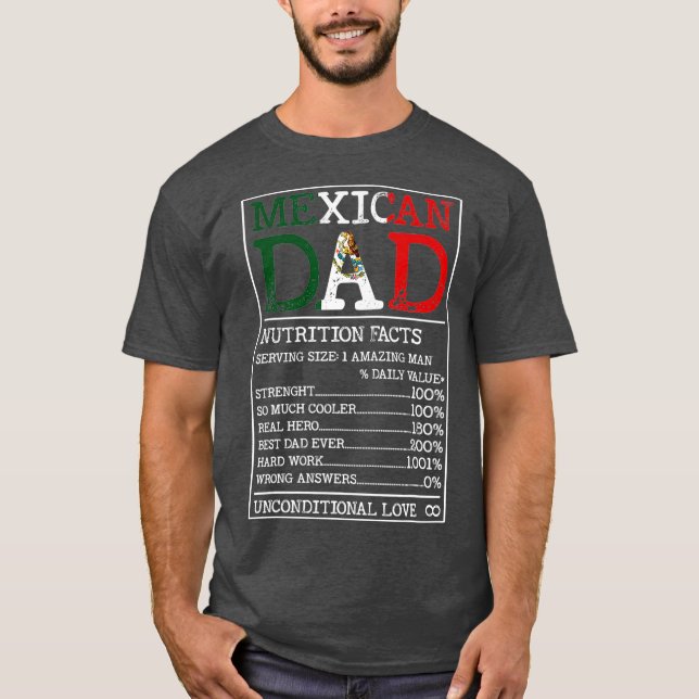T-shirt Mexicain Papa Nutrition Facts Drôle Mexique Pères (Devant)