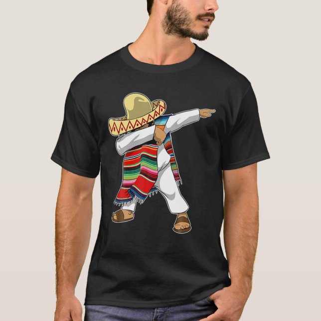 T-shirt Mexicain Sombrero Poncho Dabbing Man (Devant)