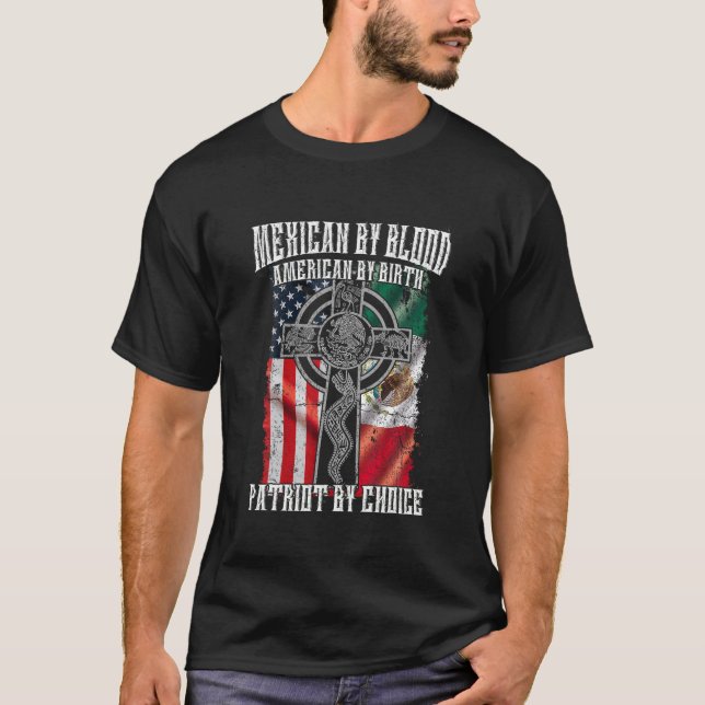 T-shirt Mexicaine Par Blood American Par Birth Patriot Par (Devant)