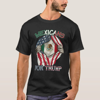 T-shirt Mexicains Pour Trump 2024 Drapeau USA Mexique 