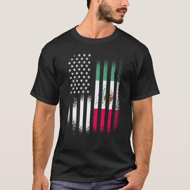 T-shirt Mexican American Patriot Grown Country USA Flags S (Devant)