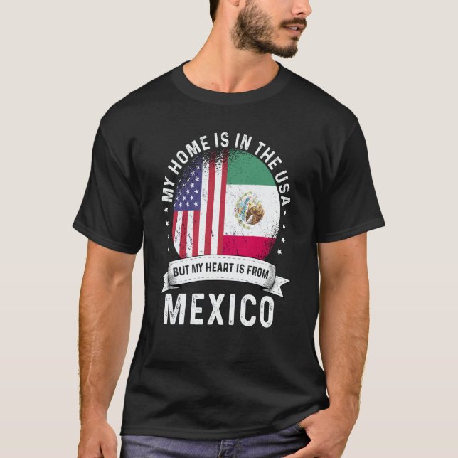 T-shirt Mexican American Patriot Grown Proud Home USA Flag (Devant)